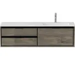 Hornbach Waschbeckenunterschrank Sanox Loft Mineralguss 47x160,5x45,5 cm mit Mineralgusswaschbecken 3 Schubladen und Doppelauszug 70 cm links espresso/weiß matt