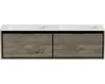 Hornbach Waschbeckenunterschrank Sanox Loft Mineralguss 47x160,5x45,5 cm mit Doppel-Mineralgusswaschbecken ohne Hahnloch espresso