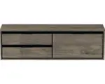 Hornbach Waschbeckenunterschrank Sanox Loft 48,6x160,2x45 cm mit Waschtischplatte 3 Schubladen und Doppelauszug links espresso