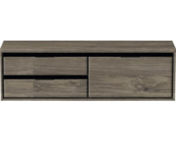 Waschbeckenunterschrank Sanox Loft 48,6x160,2x45 cm mit Waschtischplatte 3 Schubladen und Doppelauszug links espresso