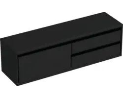 Waschbeckenunterschrank Sanox Loft 48x160,2x45 cm mit Waschtischplatte 3 Schubladen und Doppelauszug rechts schwarz matt