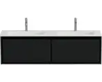 Hornbach Waschbeckenunterschrank Sanox Loft Mineralguss 47x160,5x45,5 cm mit Doppel-Mineralgusswaschbecken schwarz matt/weiß matt