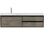 Hornbach Waschbeckenunterschrank Sanox Loft Mineralguss 47x160,5x45,5 cm mit Mineralgusswaschbecken 3 Schubladen und Doppelauszug 70 cm rechts espresso/weiß matt
