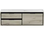 Hornbach Waschbeckenunterschrank Sanox Loft Mineralguss 47x140,5x45,5 cm mit Mineralgusswaschbecken ohne Hahnloch 3 Schubladen und Doppelauszug 70 cm links craft oak