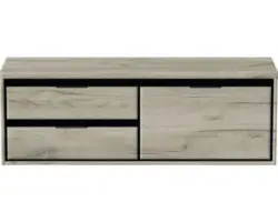 Waschbeckenunterschrank Sanox Loft 48,6x140,2x45 cm mit Waschtischplatte 3 Schubladen und Doppelauszug links craft oak
