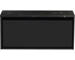 Waschbeckenunterschrank Sanox Loft 47x101x46 cm mit Waschtischplatte schwarz matt/Kunststein schwarz