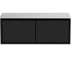 Waschbeckenunterschrank Sanox Loft 47x121x46 cm mit Waschtischplatte schwarz matt/Kunststein