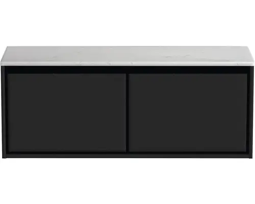 Waschbeckenunterschrank Sanox Loft 47x121x46 cm mit Waschtischplatte schwarz matt/Kunststein