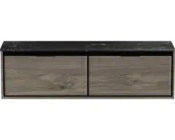 Waschbeckenunterschrank Sanox Loft 47x161x46 cm mit Waschtischplatte espresso/Kunststein schwarz