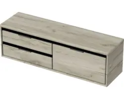 Waschbeckenunterschrank Sanox Loft 48,6x160,2x45 cm mit Waschtischplatte 3 Schubladen und Doppelauszug links craft oak