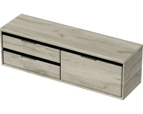 Waschbeckenunterschrank Sanox Loft 48,6x160,2x45 cm mit Waschtischplatte 3 Schubladen und Doppelauszug links craft oak