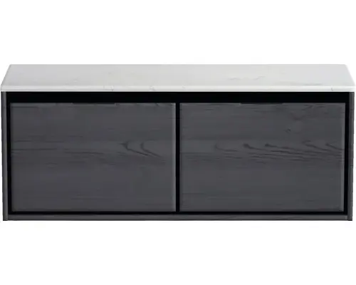 Waschbeckenunterschrank Sanox Loft 47x121x46 cm mit Waschtischplatte black oak/Kunststein