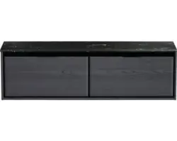 Waschbeckenunterschrank Sanox Loft 47x161x46 cm mit Waschtischplatte black oak/Kunststein schwarz