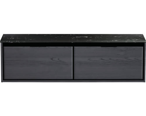 Waschbeckenunterschrank Sanox Loft 47x161x46 cm mit Waschtischplatte black oak/Kunststein schwarz