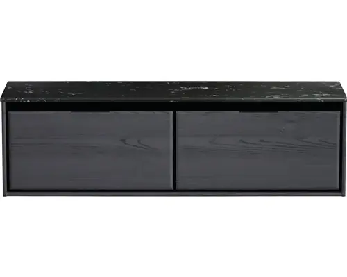 Waschbeckenunterschrank Sanox Loft 47x161x46 cm mit Waschtischplatte black oak/Kunststein schwarz