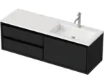 Hornbach Waschbeckenunterschrank Sanox Loft Mineralguss 47x140,5x45,5 cm mit Mineralgusswaschbecken 3 Schubladen und Doppelauszug 70 cm links schwarz matt/weiß matt