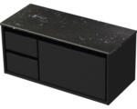 Hornbach Waschbeckenunterschrank Sanox Loft 47x101x46 cm mit Waschtischplatte 3 Schubladen und Doppelauszug links schwarz matt/Kunststein schwarz