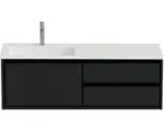Hornbach Waschbeckenunterschrank Sanox Loft Mineralguss 47x140,5x45,5 cm mit Mineralgusswaschbecken 3 Schubladen und Doppelauszug 70 cm rechts schwarz matt/weiß matt