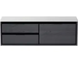 Waschbeckenunterschrank Sanox Loft 47x141x46 cm mit Waschtischplatte 3 Schubladen und Doppelauszug links black oak/Kunststein