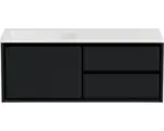 Hornbach Waschbeckenunterschrank Sanox Loft Mineralguss 47x120,5x45,5 cm mit Mineralgusswaschbecken ohne Hahnloch 3 Schubladen und Doppelauszug 60 cm rechts schwarz matt/weiß matt