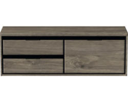 Waschbeckenunterschrank Sanox Loft 48,6x140,2x45 cm mit Waschtischplatte 3 Schubladen und Doppelauszug links espresso