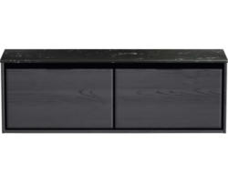 Waschbeckenunterschrank Sanox Loft 47x141x46 cm mit Waschtischplatte black oak/Kunststein schwarz