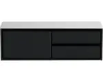 Hornbach Waschbeckenunterschrank Sanox Loft 47x141x46 cm mit Waschtischplatte 3 Schubladen und Doppelauszug rechts schwarz mat/Kunststein