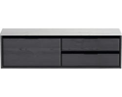 Waschbeckenunterschrank Sanox Loft 47x161x46 cm mit Waschtischplatte 3 Schubladen und Doppelauszug rechts black oak/Kunststein