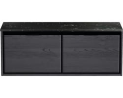 Waschbeckenunterschrank Sanox Loft 47x121x46 cm mit Waschtischplatte black oak/Kunststein schwarz