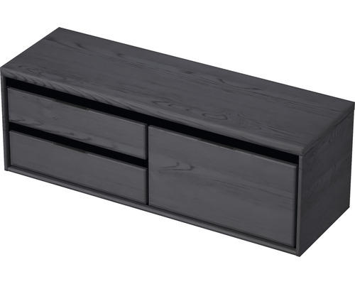 Waschbeckenunterschrank Sanox Loft 48,6x140,2x45 cm mit Waschtischplatte 3 Schubladen und Doppelauszug links black oak