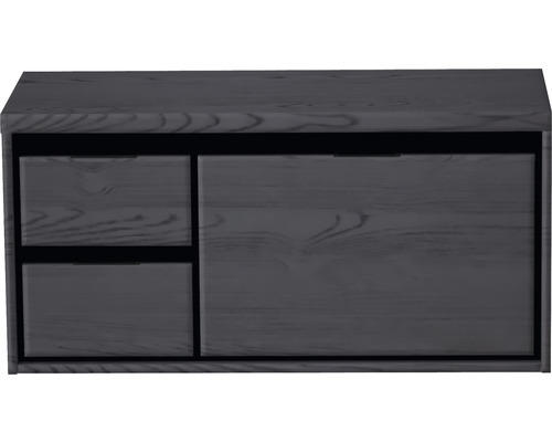 Waschbeckenunterschrank Sanox Loft 48,6x100,2x45 cm mit Waschtischplatte 3 Schubladen und Doppelauszug links black oak