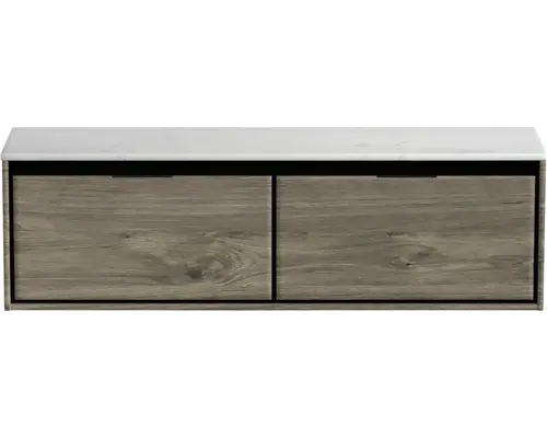 Waschbeckenunterschrank Sanox Loft 47x161x46 cm mit Waschtischplatte espresso/Kunststein