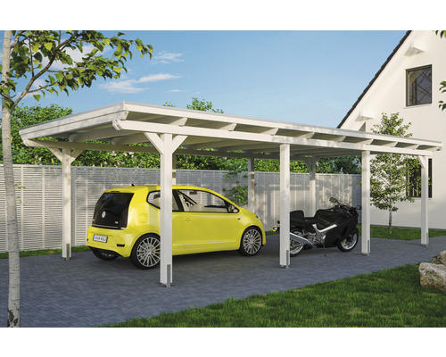 Einzelcarport SKAN HOLZ Emsland inkl. Pfostenanker 404 x 846 cm weiß