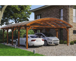 Doppelcarport SKAN HOLZ Franken inkl. Pfostenanker 635 x 969 cm nussbaum