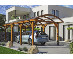 Einzelcarport SKAN HOLZ Franken inkl. Pfostenanker 376 x 755 cm nussbaum