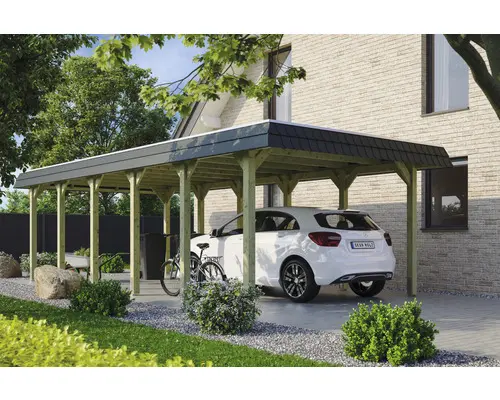Einzelcarport SKAN HOLZ Spreewald inkl. EPDM Folie, Pfostenanker 396 x 893 cm imprägniert