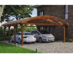 Hornbach Doppelcarport SKAN HOLZ Franken inkl. Pfostenanker 635 x 755 cm nussbaum