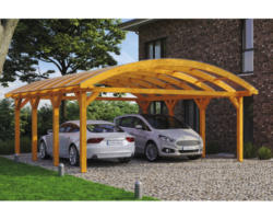 Doppelcarport SKAN HOLZ Franken inkl. Pfostenanker 635 x 755 cm eiche hell