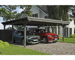 Doppelcarport SKAN HOLZ Emsland inkl. EPDM Folie, Pfostenanker 613 x 604 cm schiefer