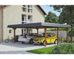 Hornbach Doppelcarport SKAN HOLZ Wendland inkl. Pfostenanker 630 x 637 cm nussbaum