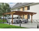 Hornbach Doppelcarport SKAN HOLZ Odenwald inkl. Pfostenanker 640 x 648 cm nussbaum