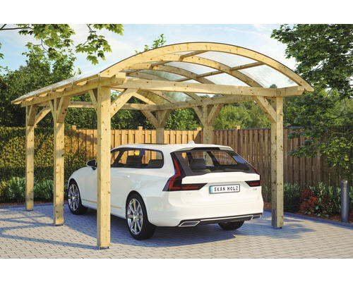 Einzelcarport SKAN HOLZ Franken inkl. Pfostenanker 376 x 541 cm natur