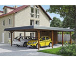 Hornbach Doppelcarport SKAN HOLZ Wendland inkl. Abstellraum, EPDM Folie, Pfostenanker 630 x 879 cm nussbaum