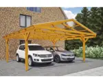 Hornbach Doppelcarport SKAN HOLZ Westerwald inkl. Pfostenanker 570 x 648 cm eiche hell