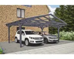 Hornbach Doppelcarport SKAN HOLZ Westerwald inkl. Pfostenanker 570 x 541 cm schiefer