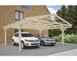 Hornbach Doppelcarport SKAN HOLZ Westerwald inkl. Pfostenanker 570 x 648 cm natur