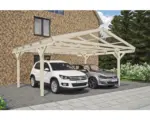 Hornbach Doppelcarport SKAN HOLZ Westerwald inkl. Pfostenanker 570 x 541 cm natur