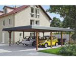 Hornbach Doppelcarport SKAN HOLZ Wendland inkl. EPDM Folie, Pfostenanker 630 x 879 cm nussbaum