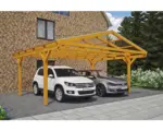 Hornbach Doppelcarport SKAN HOLZ Westerwald inkl. Pfostenanker 570 x 541 cm eiche hell