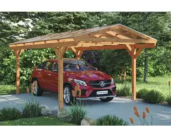 Einzelcarport SKAN HOLZ Westerwald inkl. Pfostenanker 362 x 648 cm eiche hell